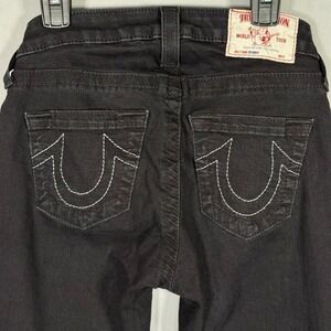 True Religion Curvy Skinny Jean Womens 25 Black Grey Horseshoe Stitch WOHX061BJ9